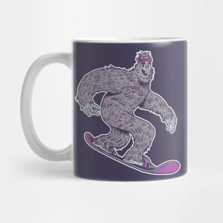 Vintage Snowboarding Sasquatch Cartoon Mug